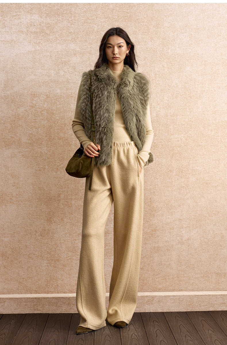 Bichuangmeng Textured Fox Fur Vest in Silver Green Grey - view 1