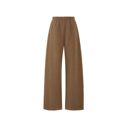 Xue Shi Er Wool-Blend Wide-Leg Pants - Warm Sand Camel flat view