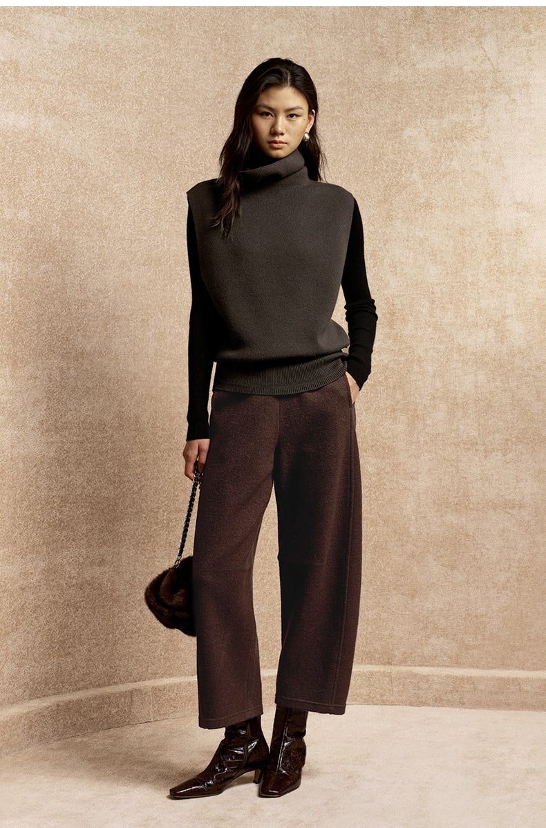 Yan Shui Xun Cropped Wool-Blend Pants - Chestnut Brown