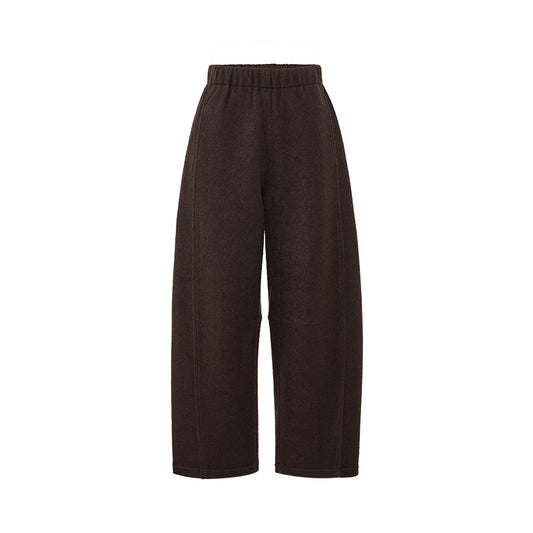 Yan Shui Xun Cropped Wool-Blend Pants - Chestnut Brown flat view