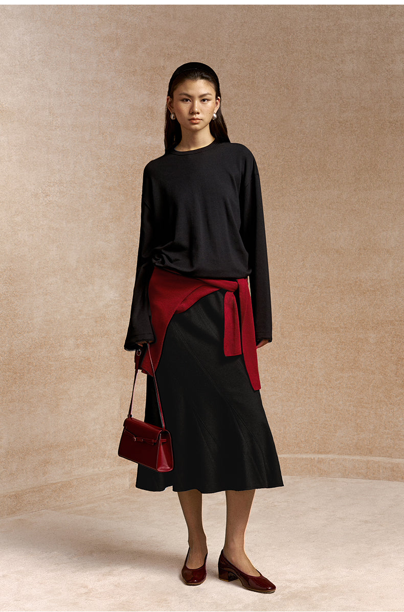Yi Qin E Cotton-Modal Long-Sleeve Top - Ink Black