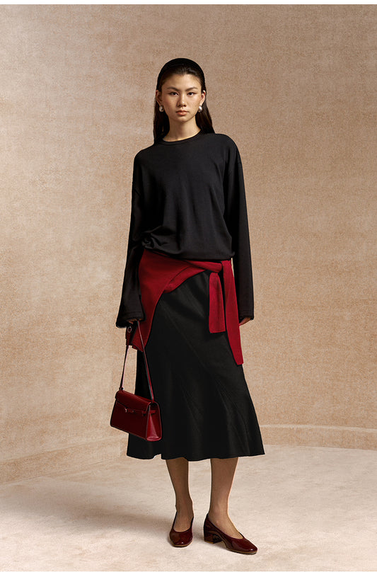Yi Qin E Cotton-Modal Long-Sleeve Top - Ink Black