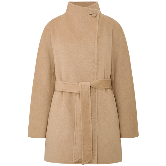 Ting Feng Yu Convertible Collar Coat in Frosted Apricot Camel - flat lay