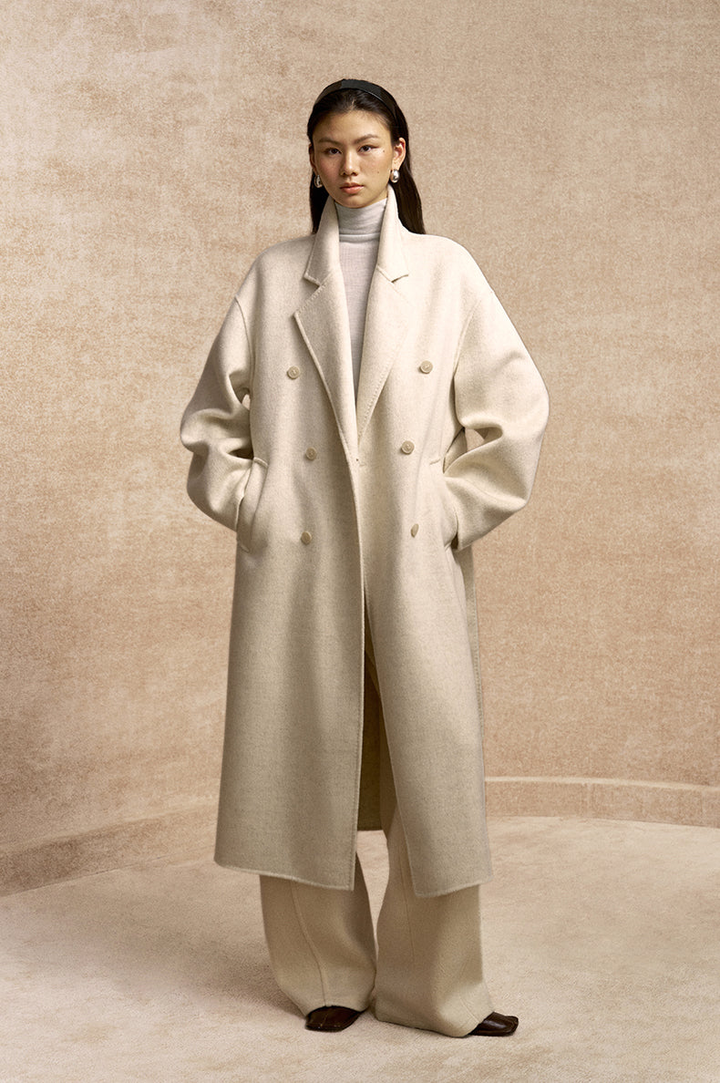 Suo Han Chuang Longline Wool Coat - Natural White
