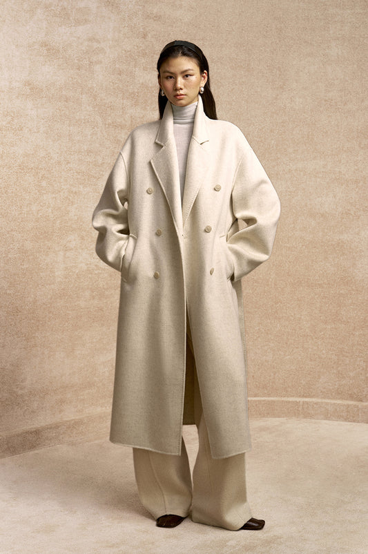 Suo Han Chuang Longline Wool Coat - Natural White