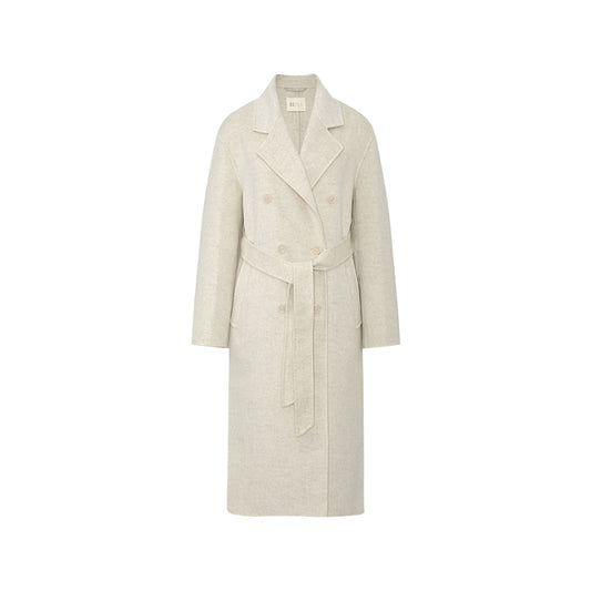 Suo Han Chuang Longline Wool Coat - Natural White flat view