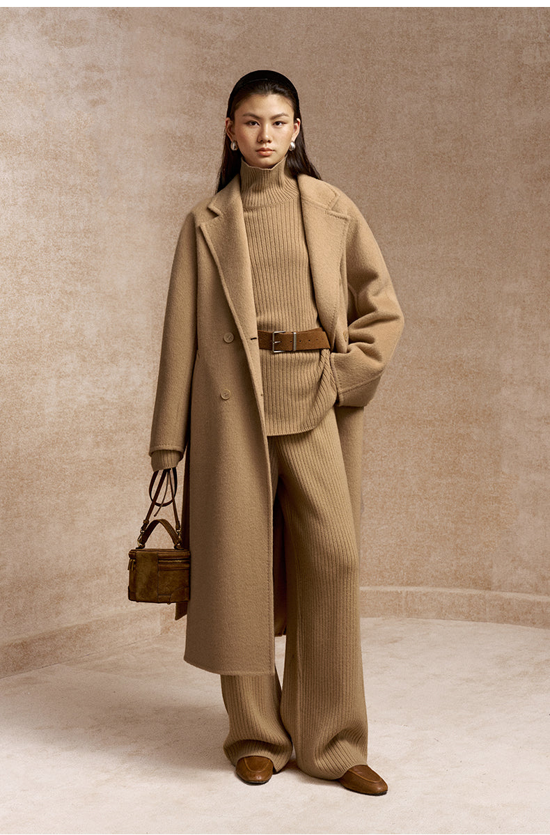 Wangminghe Wool Silk Yak Belted Coat in Frosted Apricot Camel - view 1
